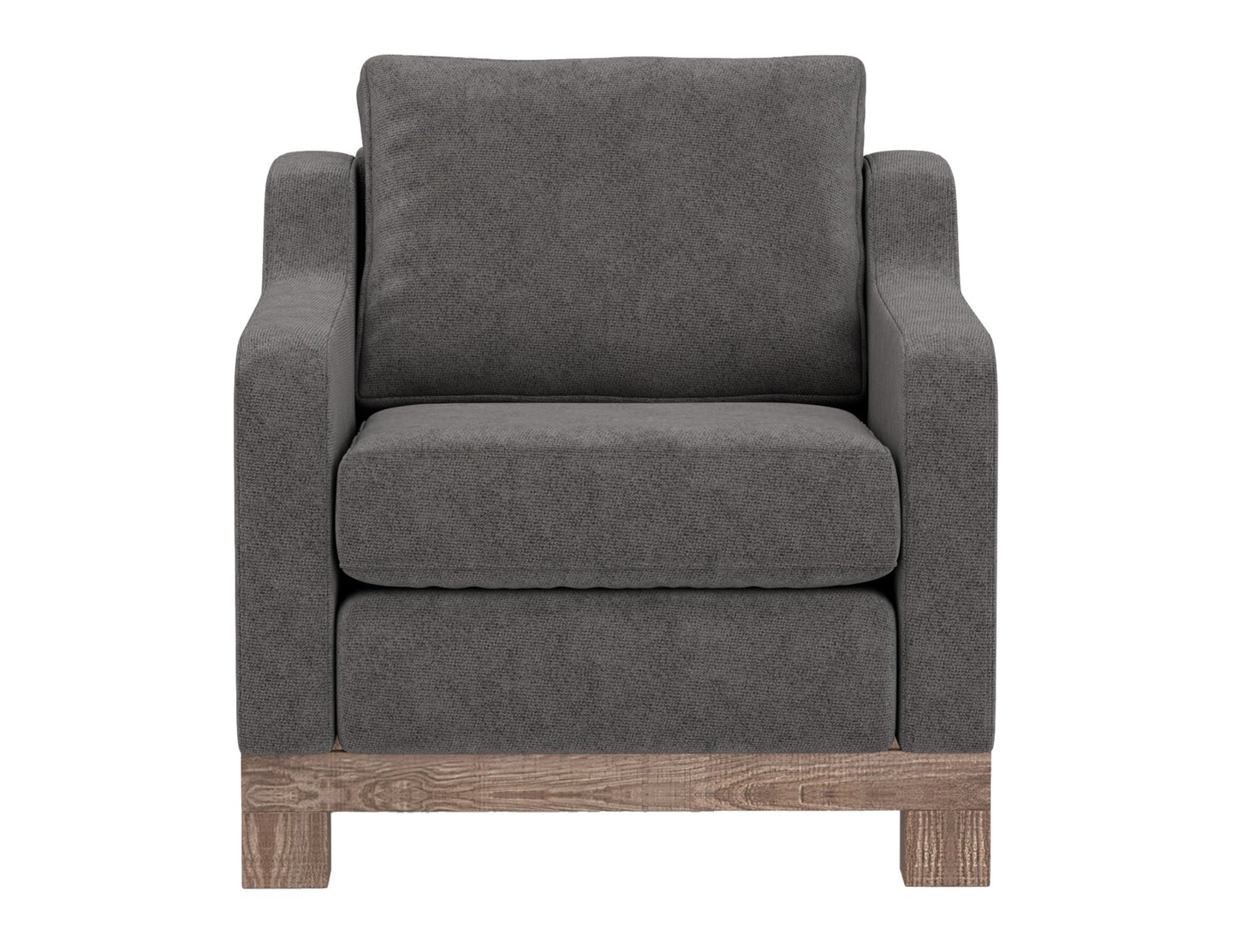 Wooden Frame & Base, Armchair - Iron Gray