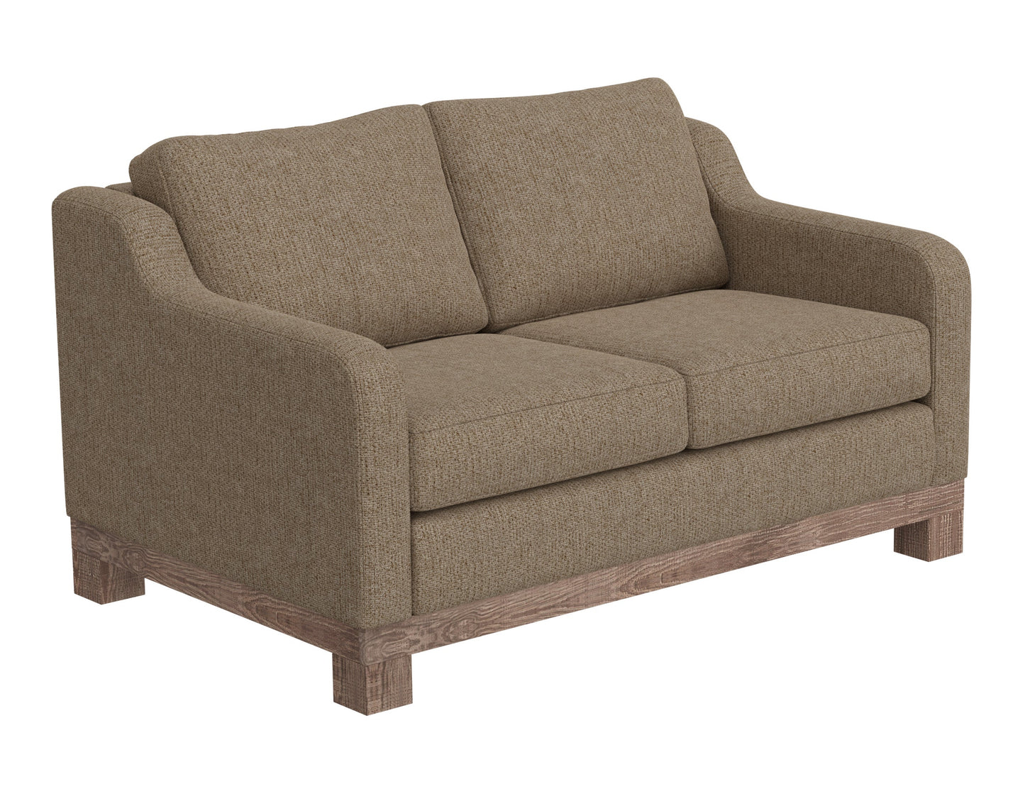 Wooden Frame & Base, Two-Cushion Loveseat - Brown Camel