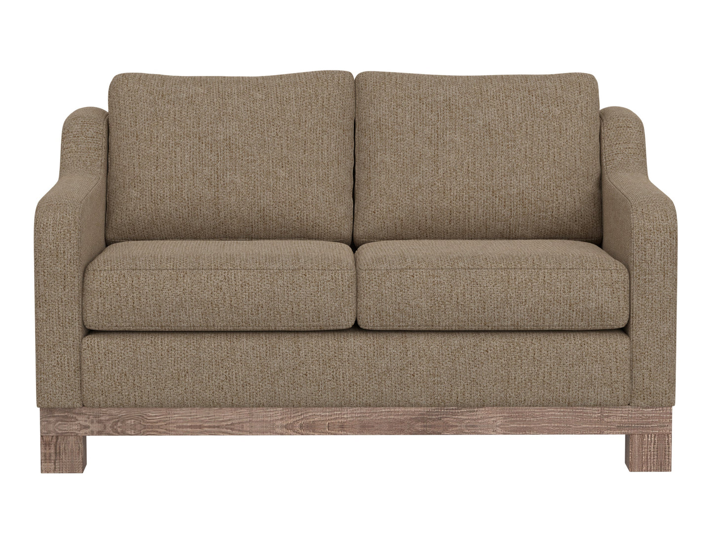 Wooden Frame & Base, Two-Cushion Loveseat - Brown Camel