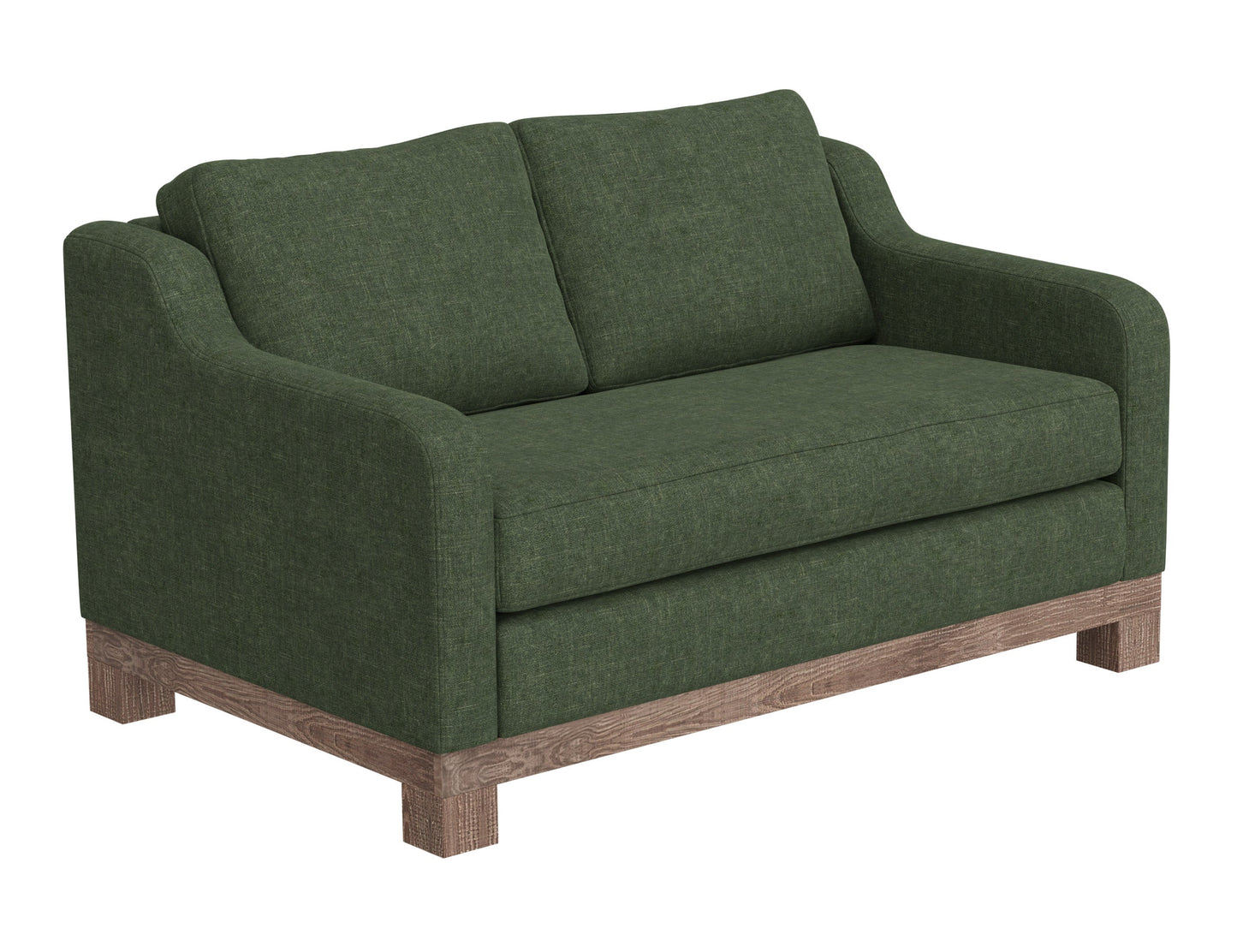 Wooden Frame & Base, Loveseat - Olive Green
