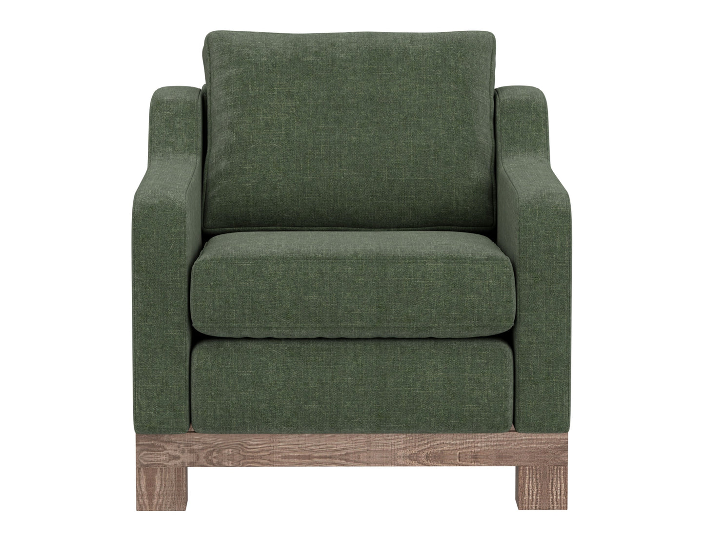 Wooden Frame & Base, Armchair - Olive Green