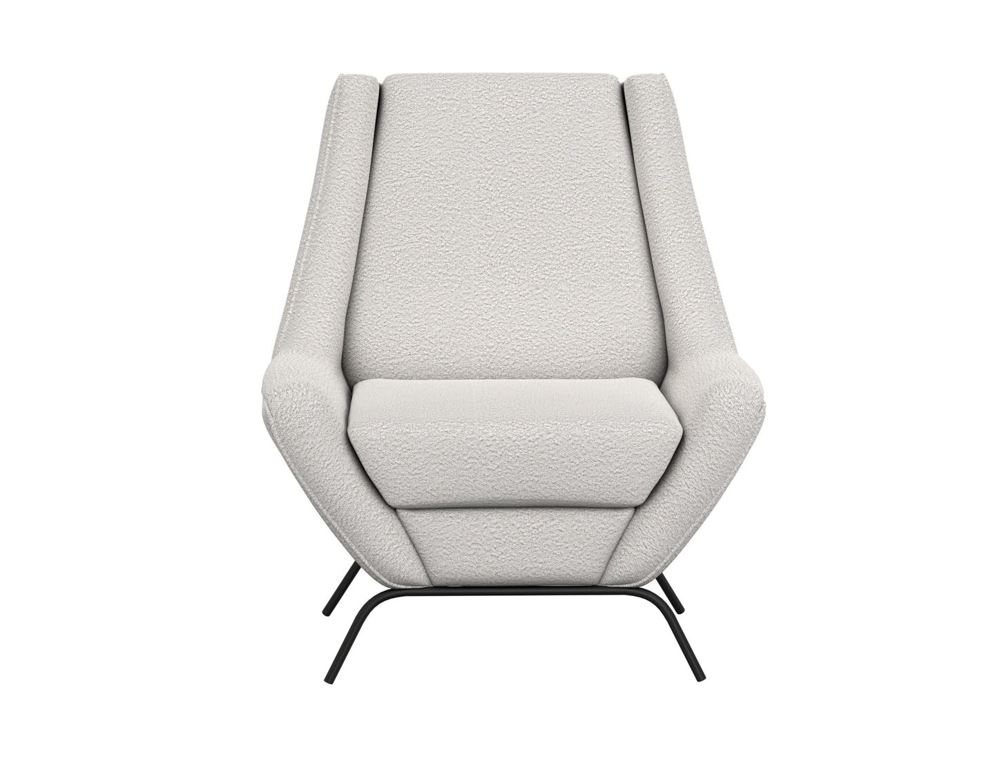 Wooden Frame & Metal Base, Armchair - Light Cream