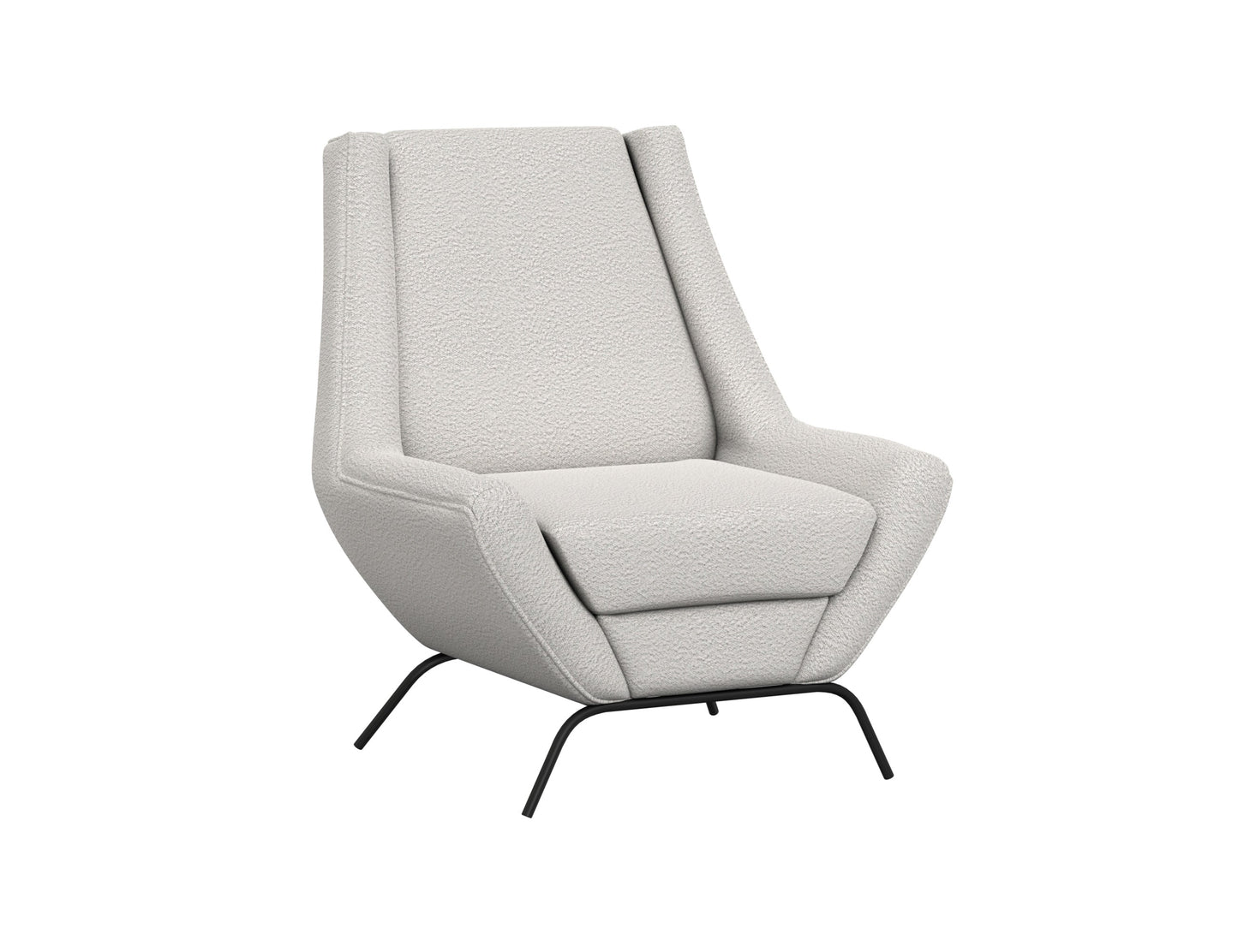 Wooden Frame & Metal Base, Armchair - Light Cream