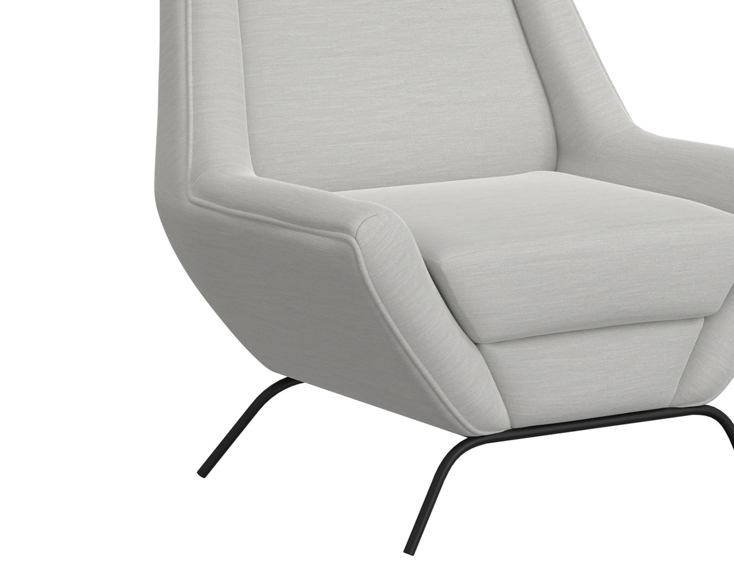Wooden Frame & Metal Base, Armchair - Ecru Beige