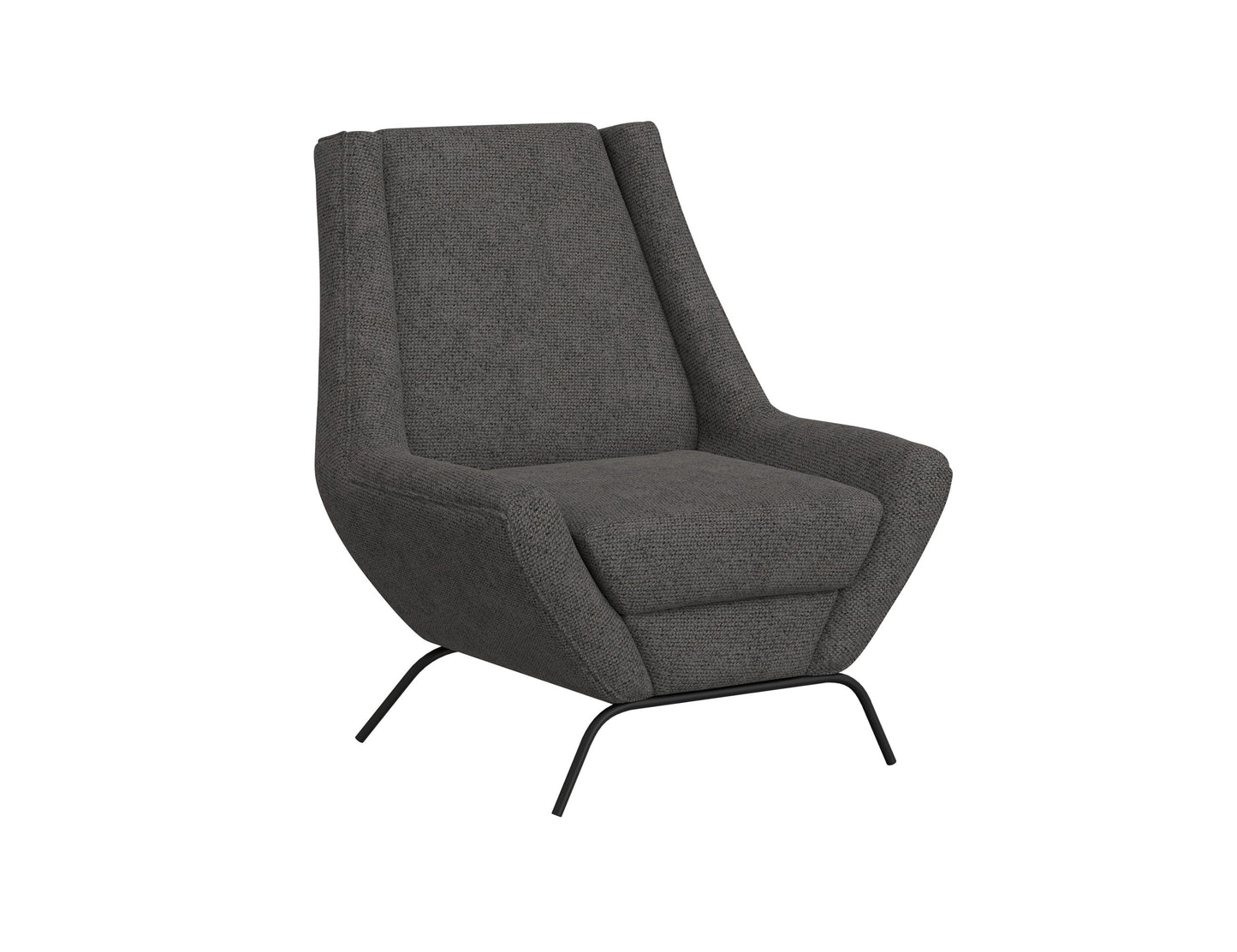 Wooden Frame & Metal Base, Armchair - Iron Gray