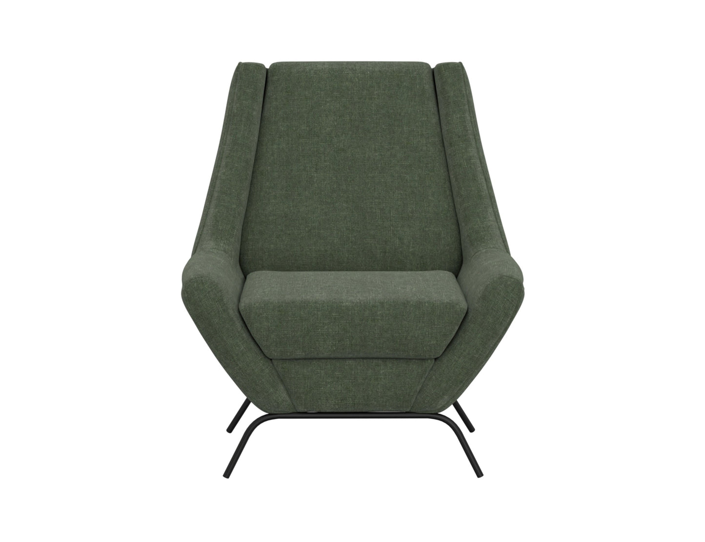 Wooden Frame & Metal Base, Armchair - Olive Green