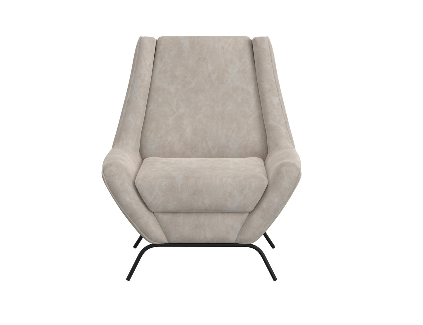 Wooden Frame & Metal Base, Armchair - Ivory