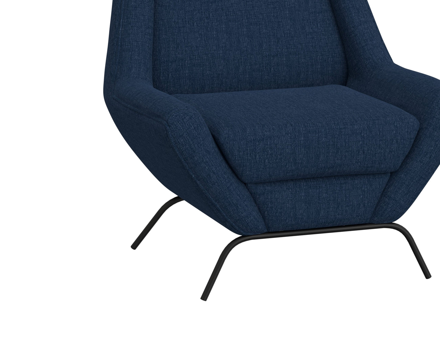 Wooden Frame & Metal Base, Armchair - Midnight Blue