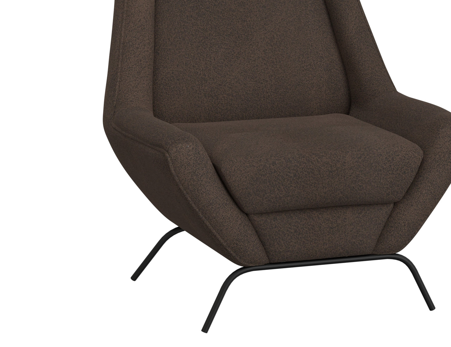 Wooden Frame & Metal Base, Armchair - Chocolate Brown