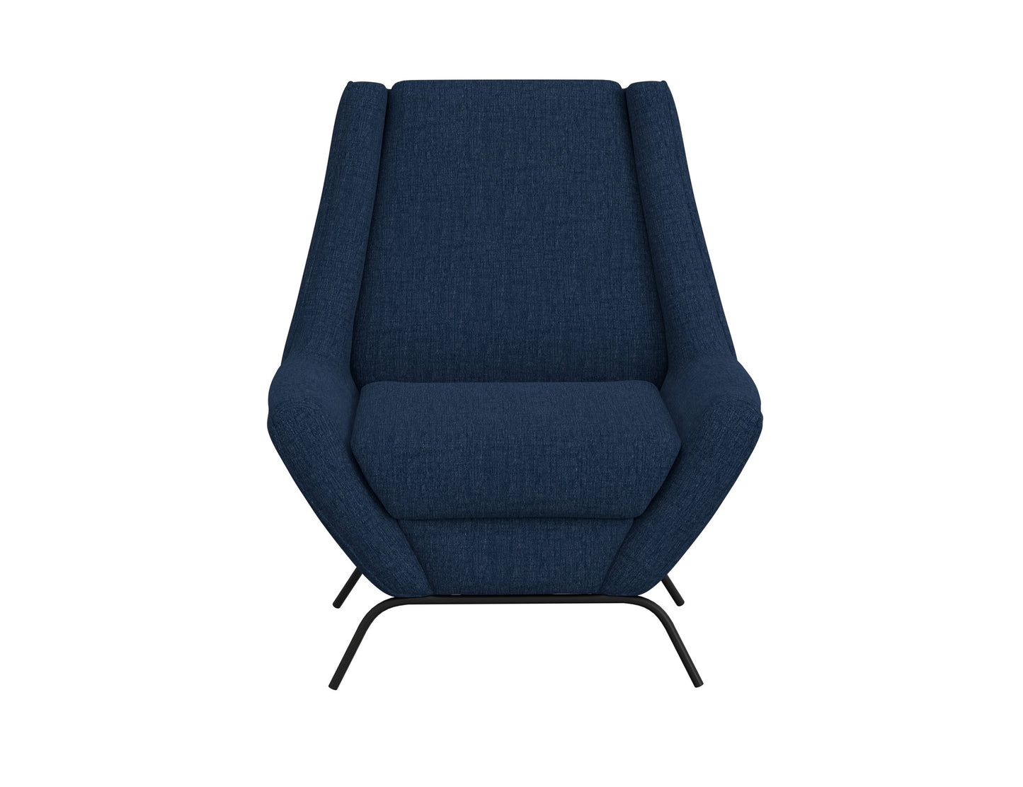 Wooden Frame & Metal Base, Armchair - Midnight Blue