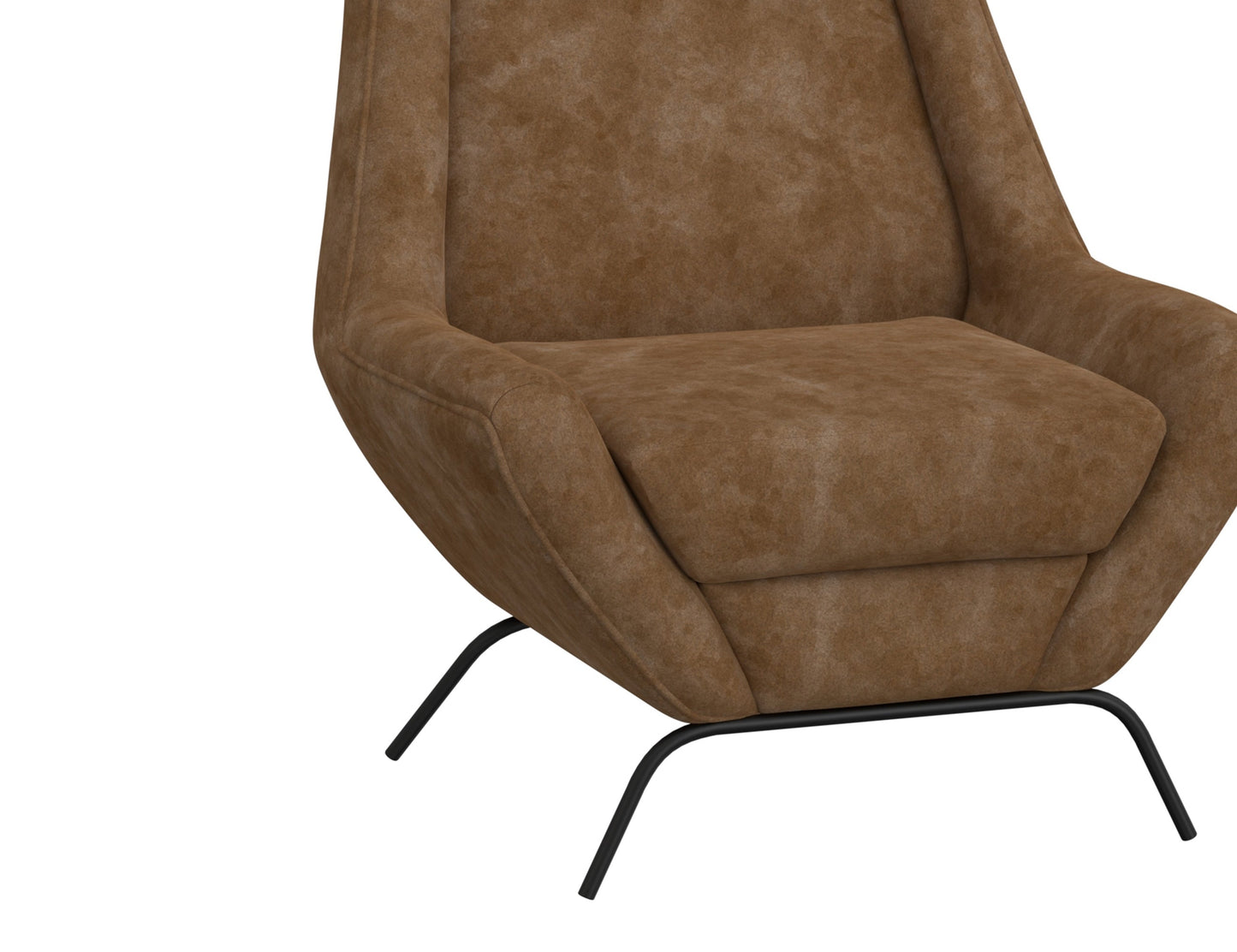 Wooden Frame & Metal Base, Armchair - Caramel Color