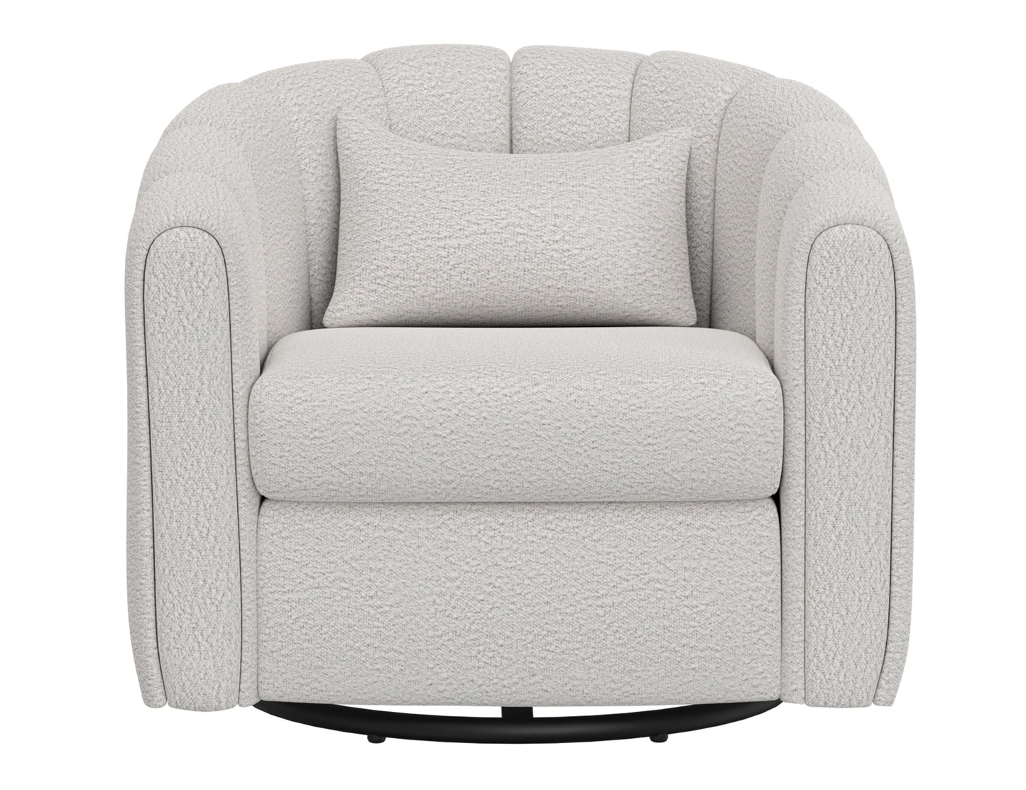 Wooden Frame & Metal Base, 360 Degree Swivel Glider Accent Chair - Light Cream