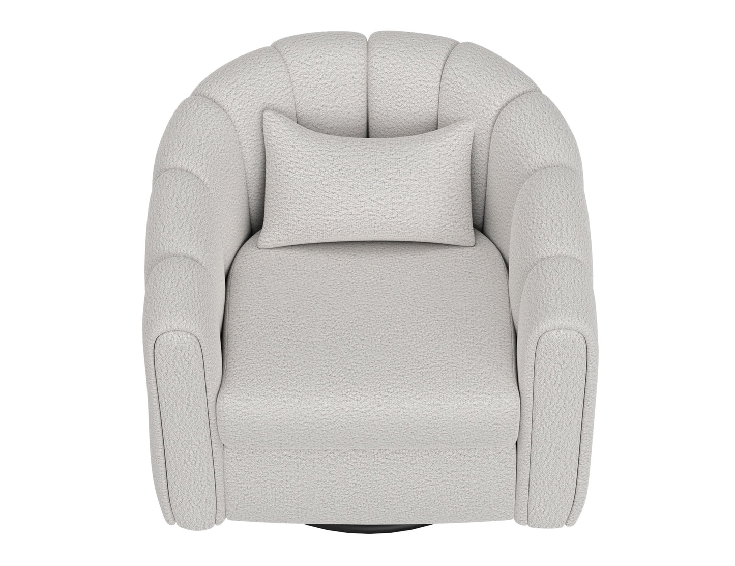 Wooden Frame & Metal Base, 360 Degree Swivel Glider Accent Chair - Light Cream