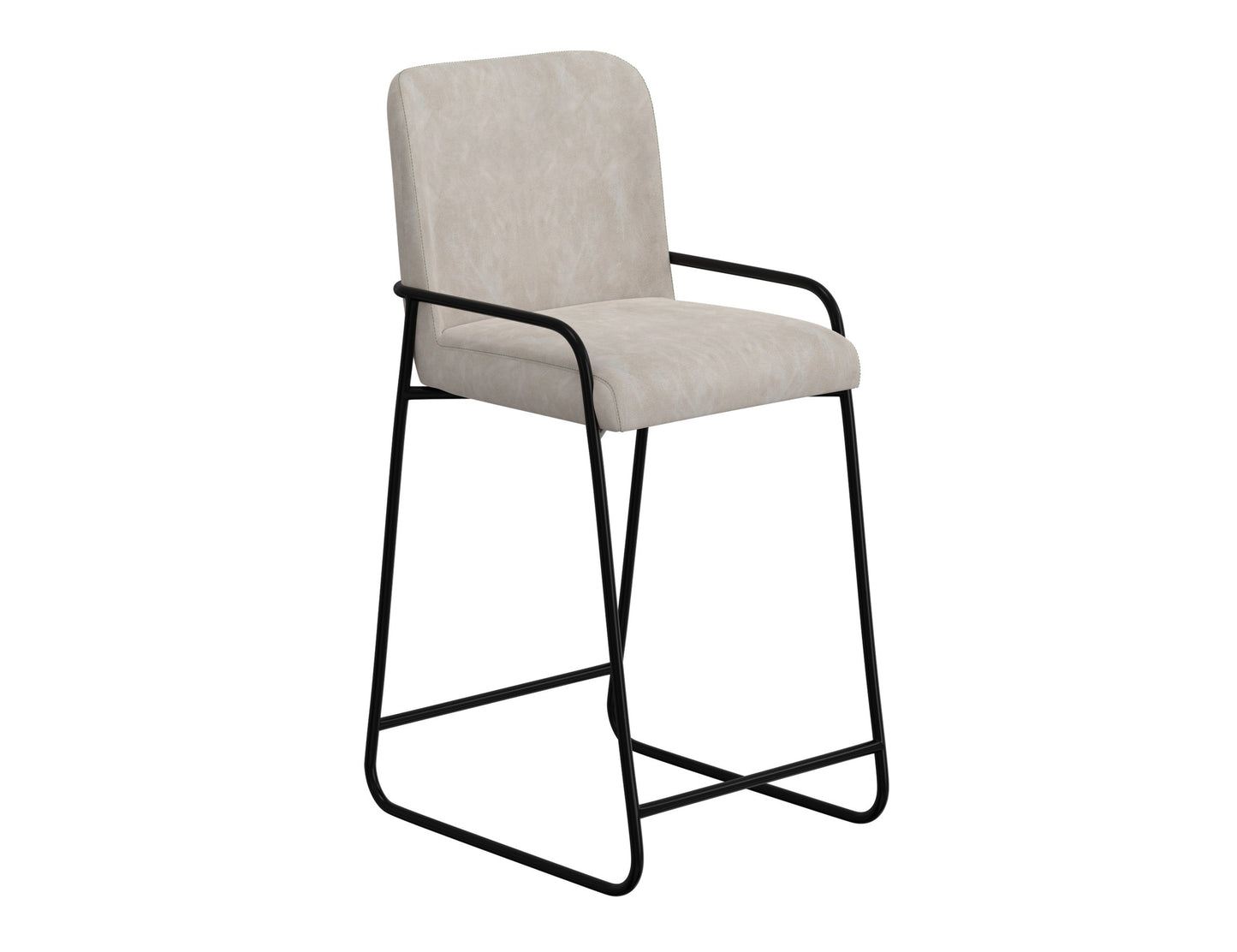 Wooden Frame & Metal Base 30" Upholstered Barstool - Ivory