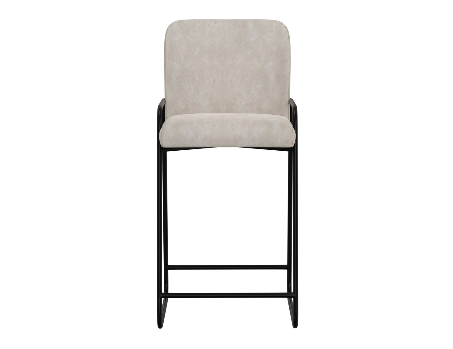 Wooden Frame & Metal Base 30" Upholstered Barstool - Ivory