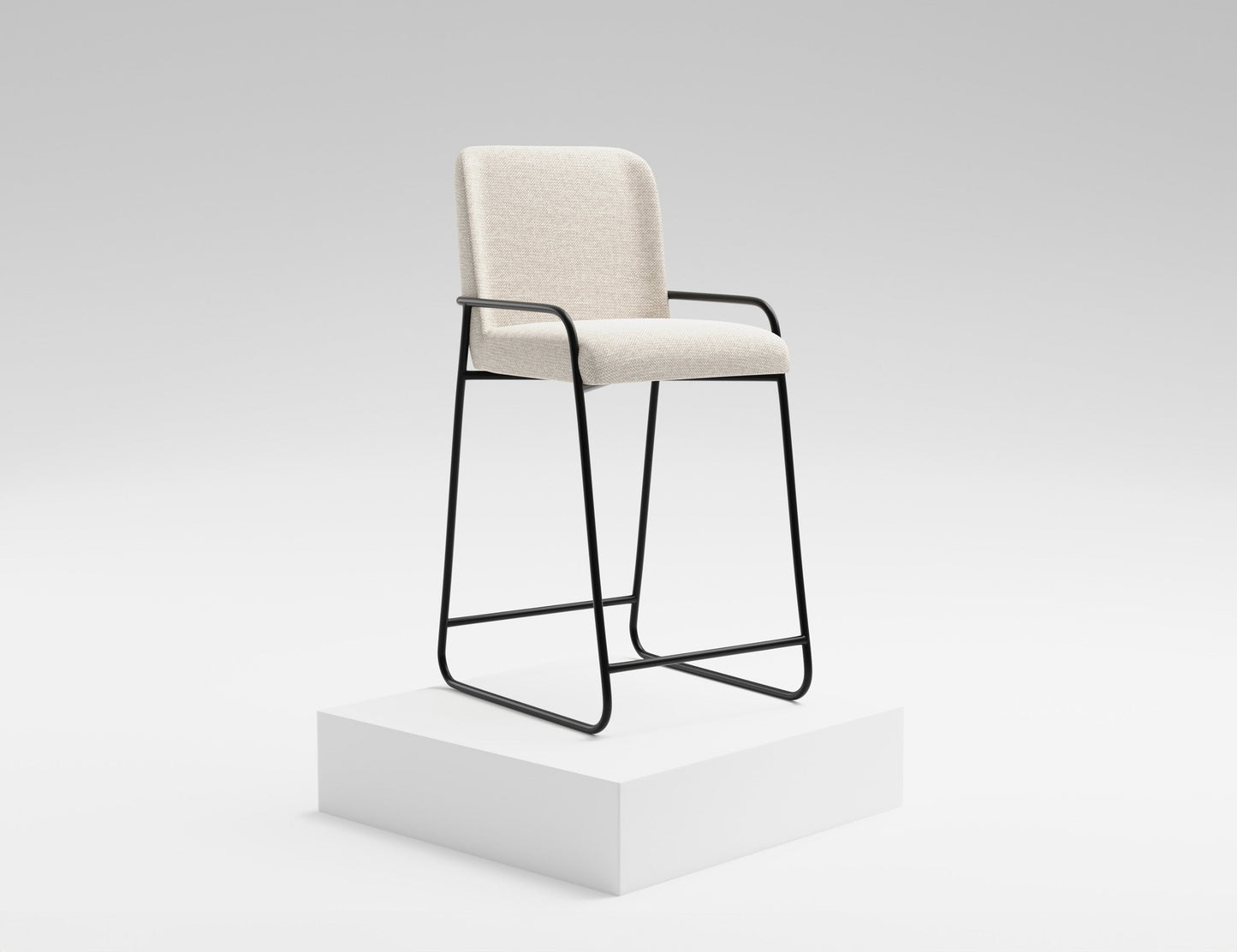 Wooden Frame & Metal Base, 30" Upholstered Barstool - Agreeable Gray