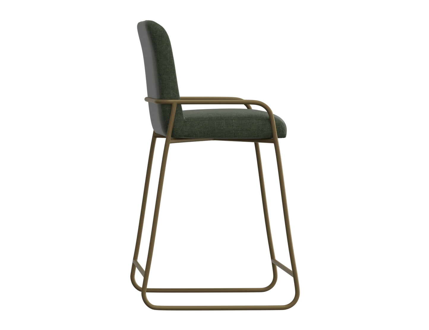 Wooden Frame & Metal Base, 30" Upholstered Barstool - Olive Green