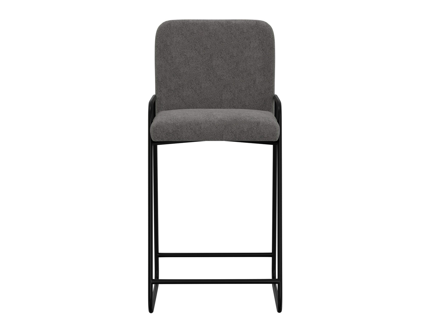 Wooden Frame & Metal Base, 30" Upholstered Barstool - Iron Gray
