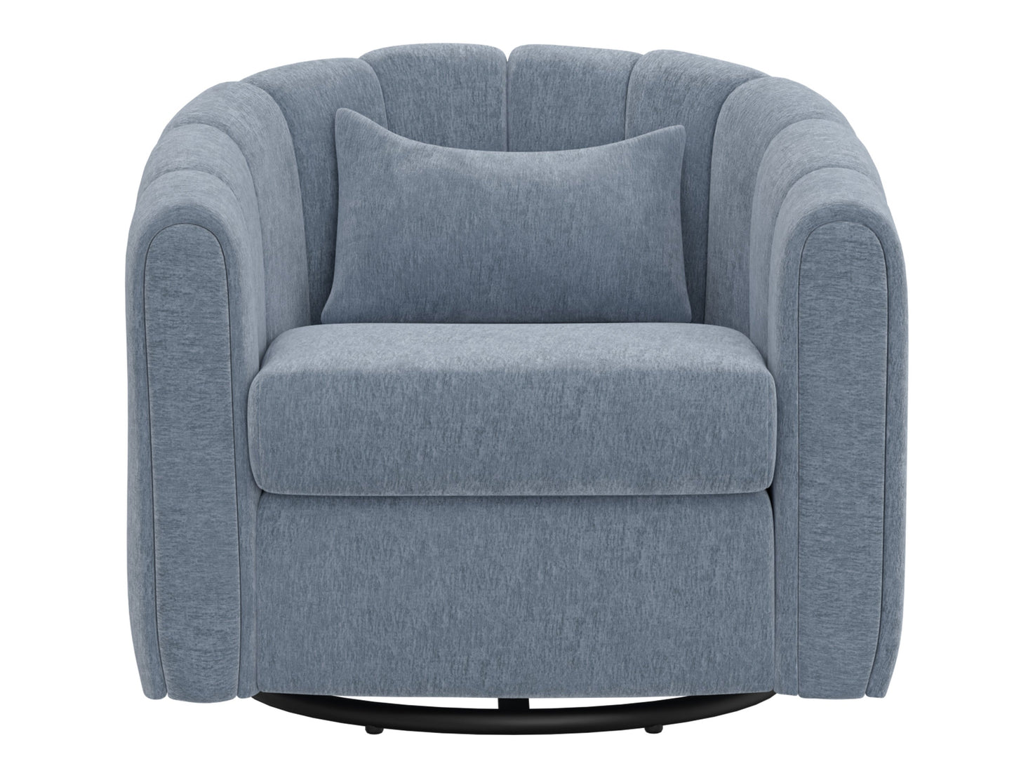 Wooden Frame & Metal Base, 360 Degree Swivel Glider Accent Chair - Light Blue