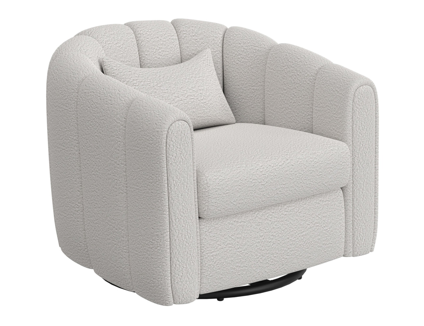 Wooden Frame & Metal Base, 360 Degree Swivel Glider Accent Chair - Light Cream