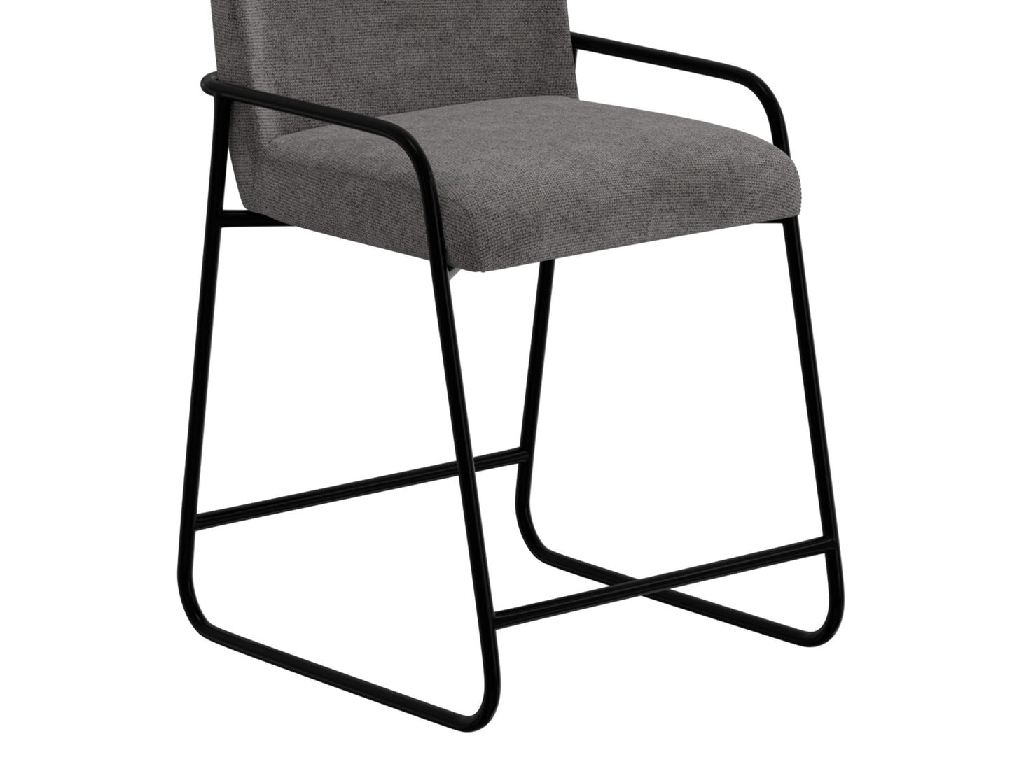 Wooden Frame & Metal Base, 30" Upholstered Barstool - Iron Gray