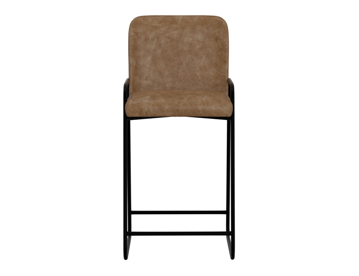 Wooden Frame & Metal Base, 30" Upholstered Barstool - Caramel Color
