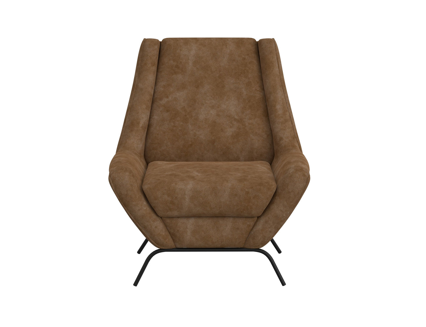 Wooden Frame & Metal Base, Armchair - Caramel Color