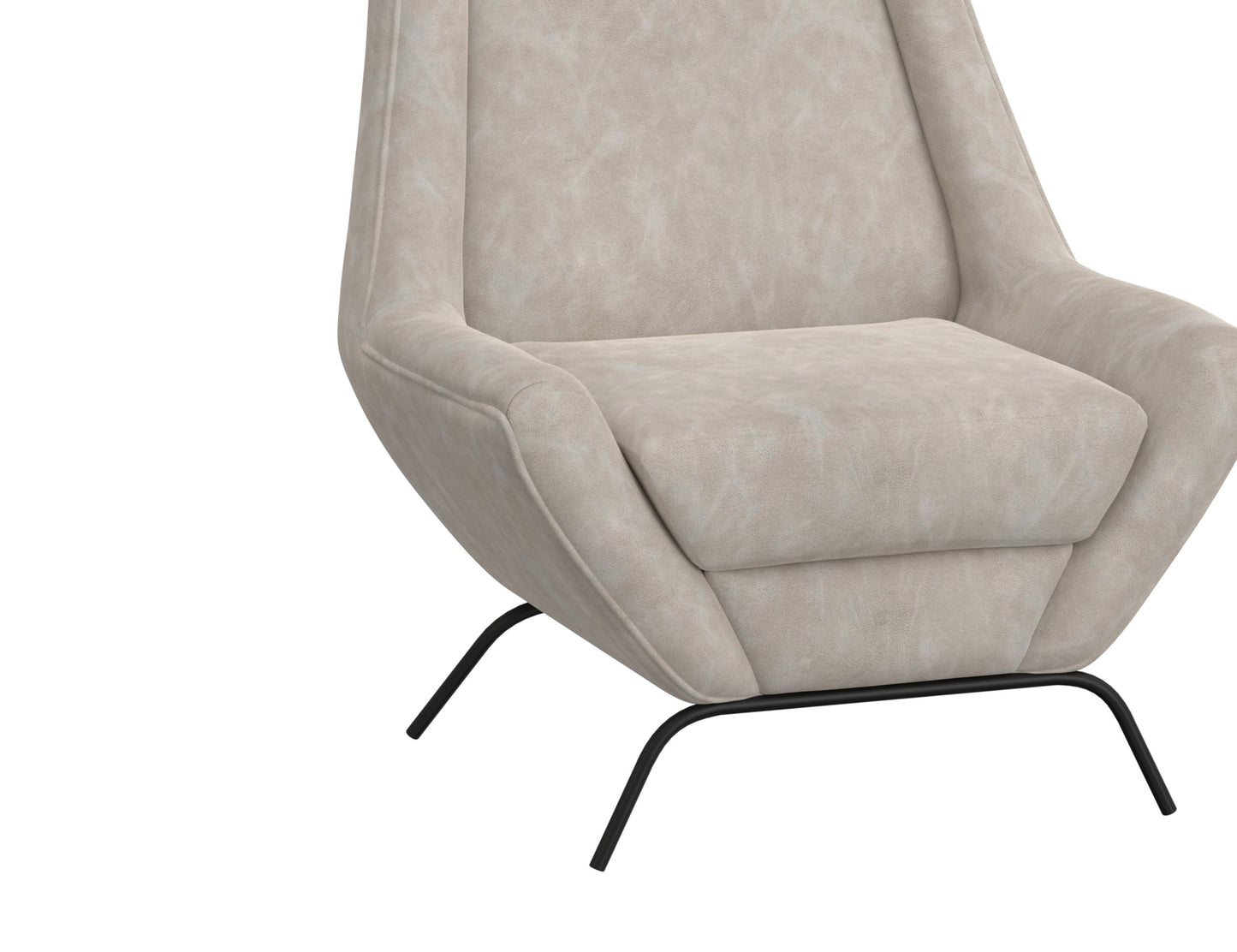 Wooden Frame & Metal Base, Armchair - Ivory