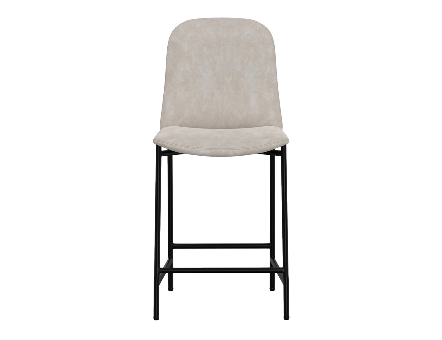 Wooden Frame & Metal Base, 24" Upholstered Barstool - Ivory