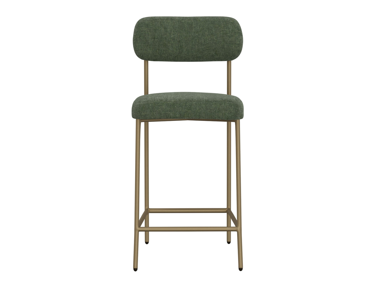 Wooden Frame & Metal Base, 30" Upholstered Barstool - Olive Green