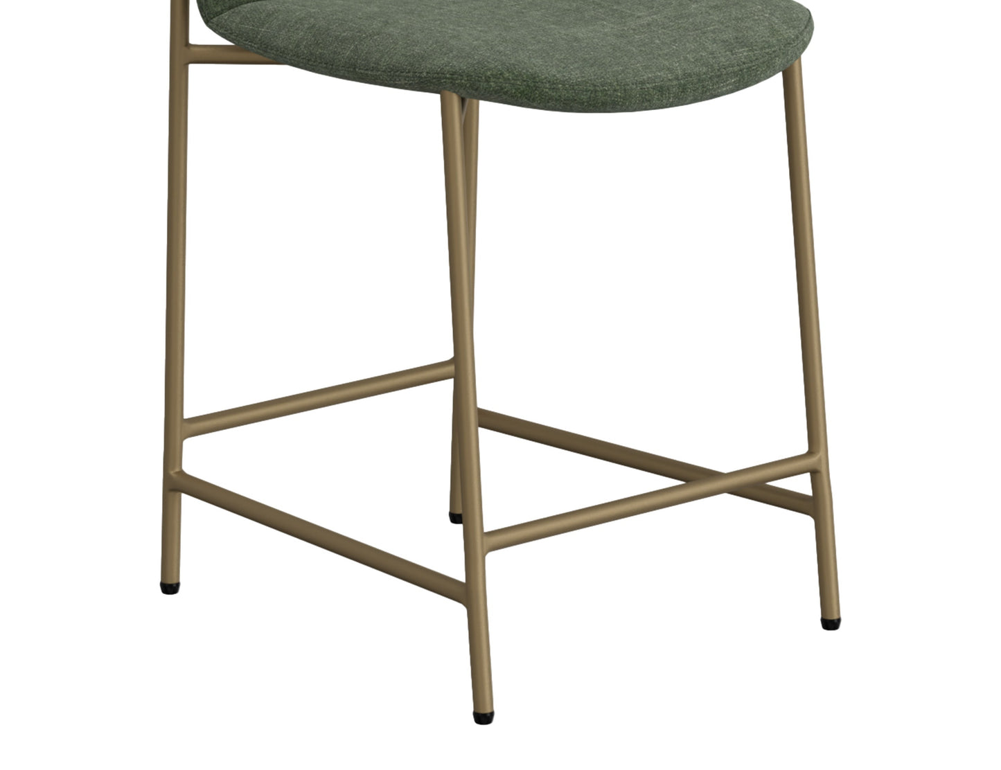 Wooden Frame & Metal Base, 24" Upholstered Barstool - Olive Green