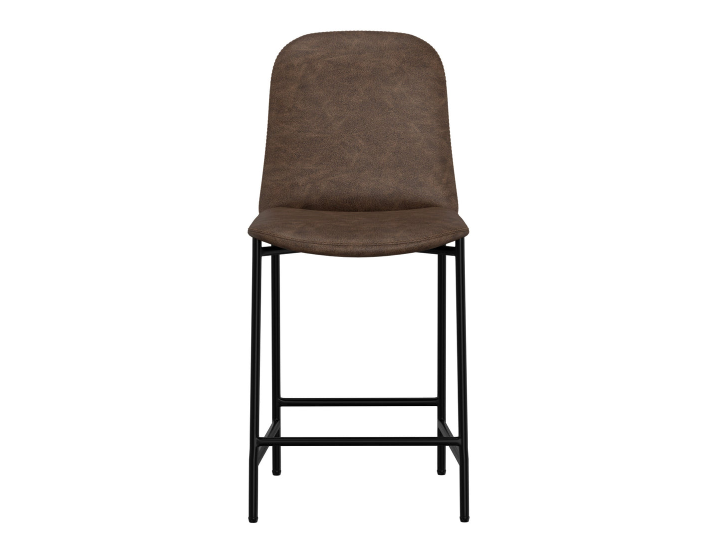 Wooden Frame & Metal Base, 24" Upholstered Barstool - Chocolate Brown