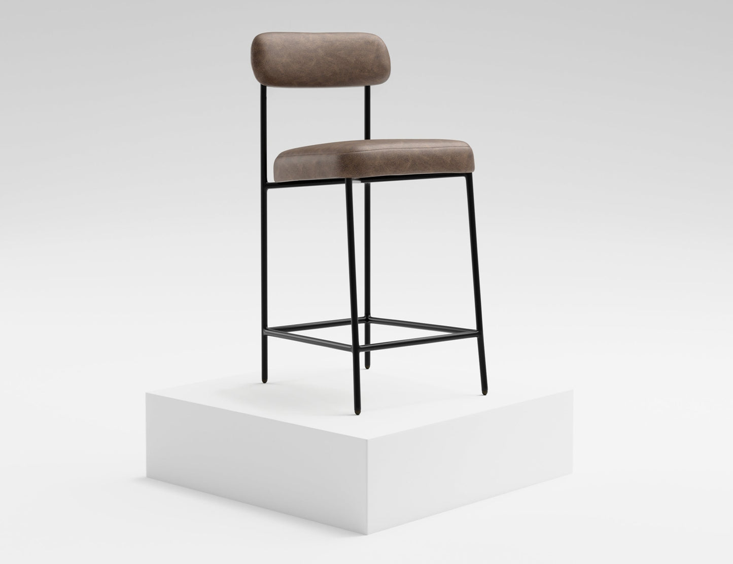 Wooden Frame & Metal Base, 30" Upholstered Barstool - Chocolate Brown