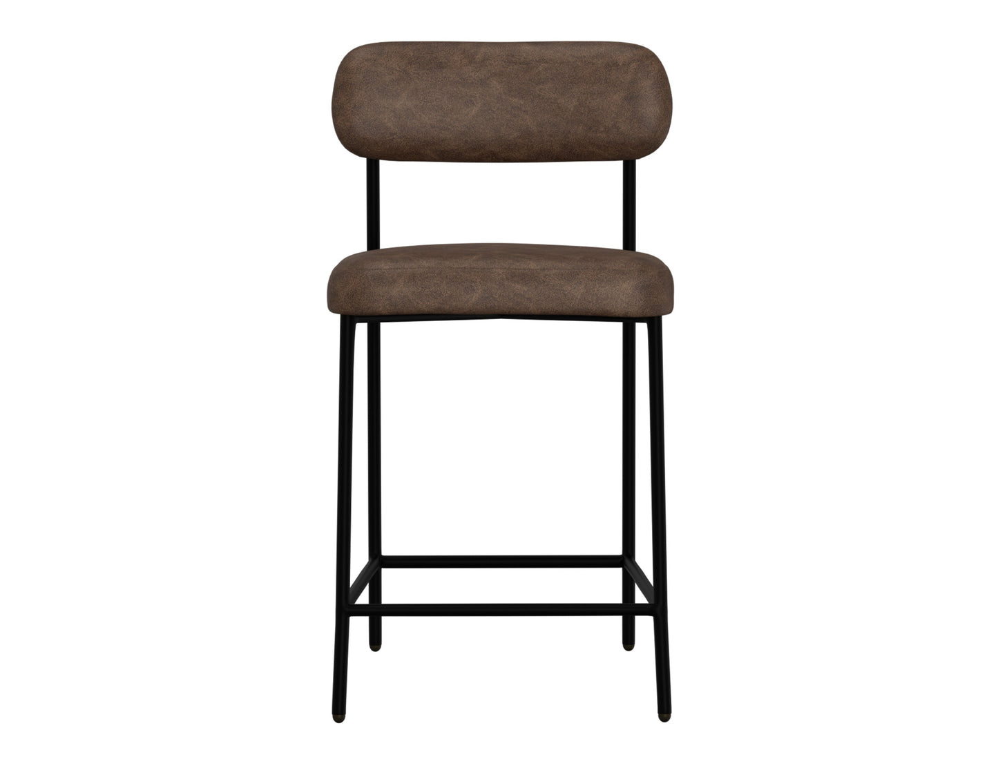 Wooden Frame & Metal Base, 24" Upholstered Barstool - Chocolate Brown