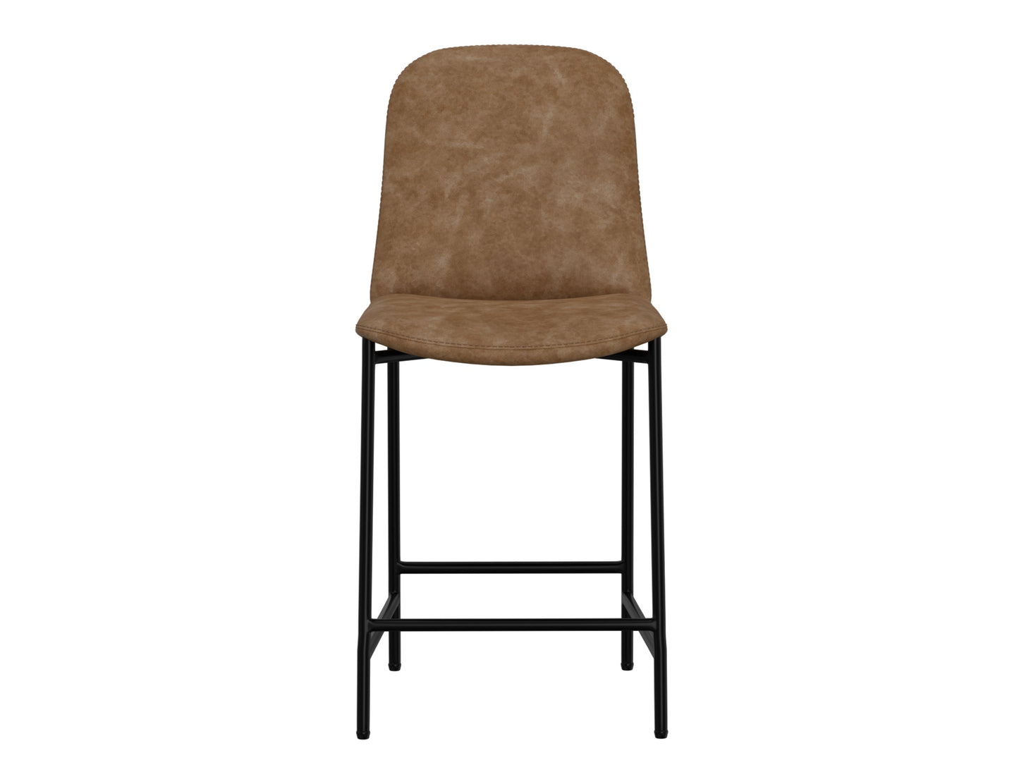 Wooden Frame & Metal Base, 24" Upholstered Barstool - Caramel Color