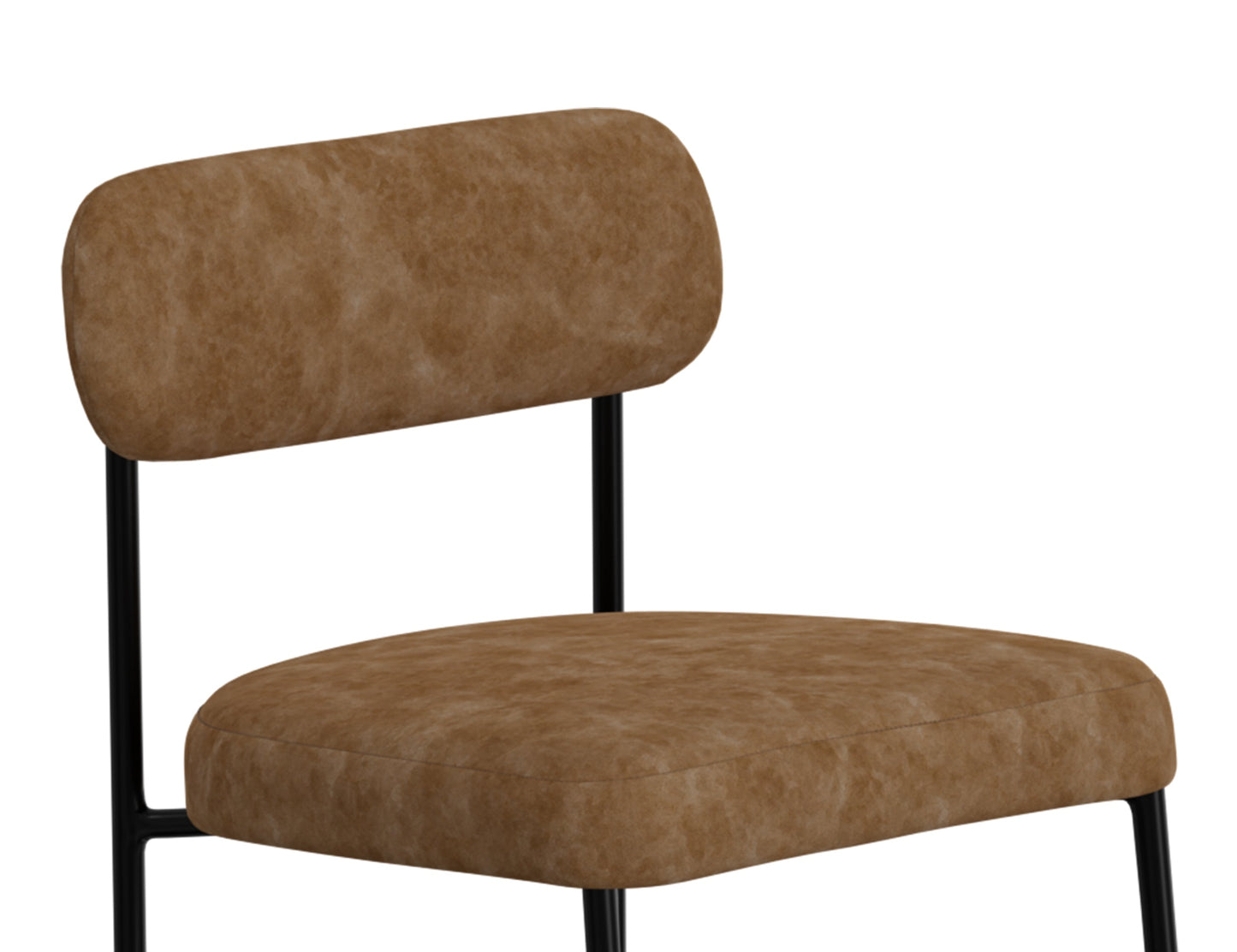 Wooden Frame & Metal Base, 30" Upholstered Barstool - Caramel Color