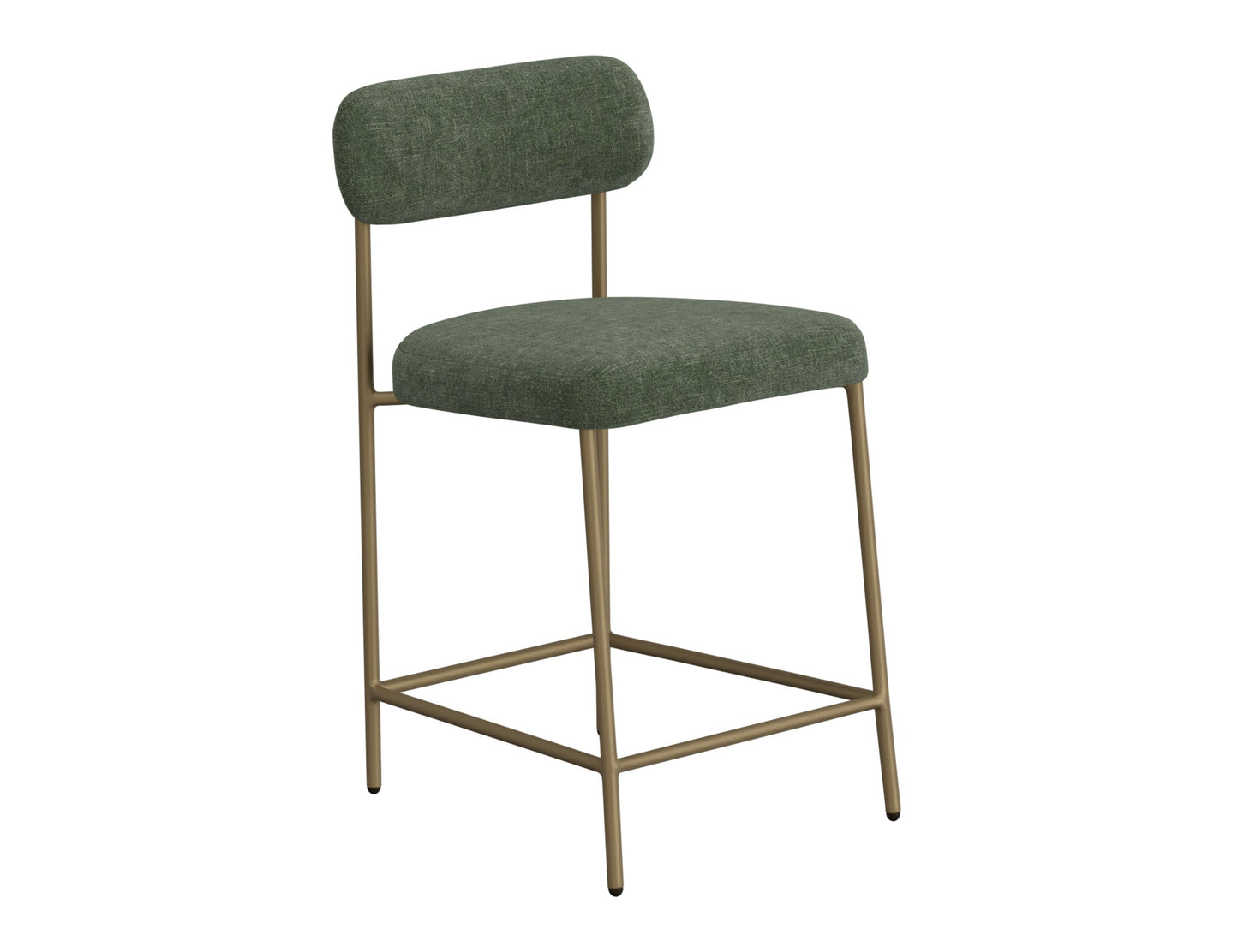 Wooden Frame & Metal Base, 24" Upholstered Barstool - Tribu forest green/ olive Green