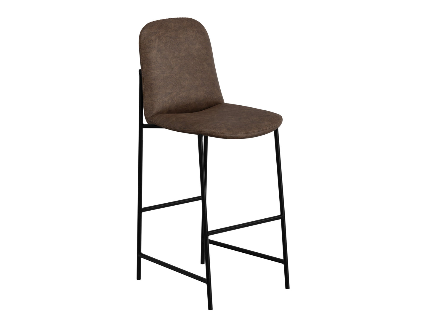 Wooden Frame & Metal Base, 30" Upholstered Barstool - Chocolate Brown