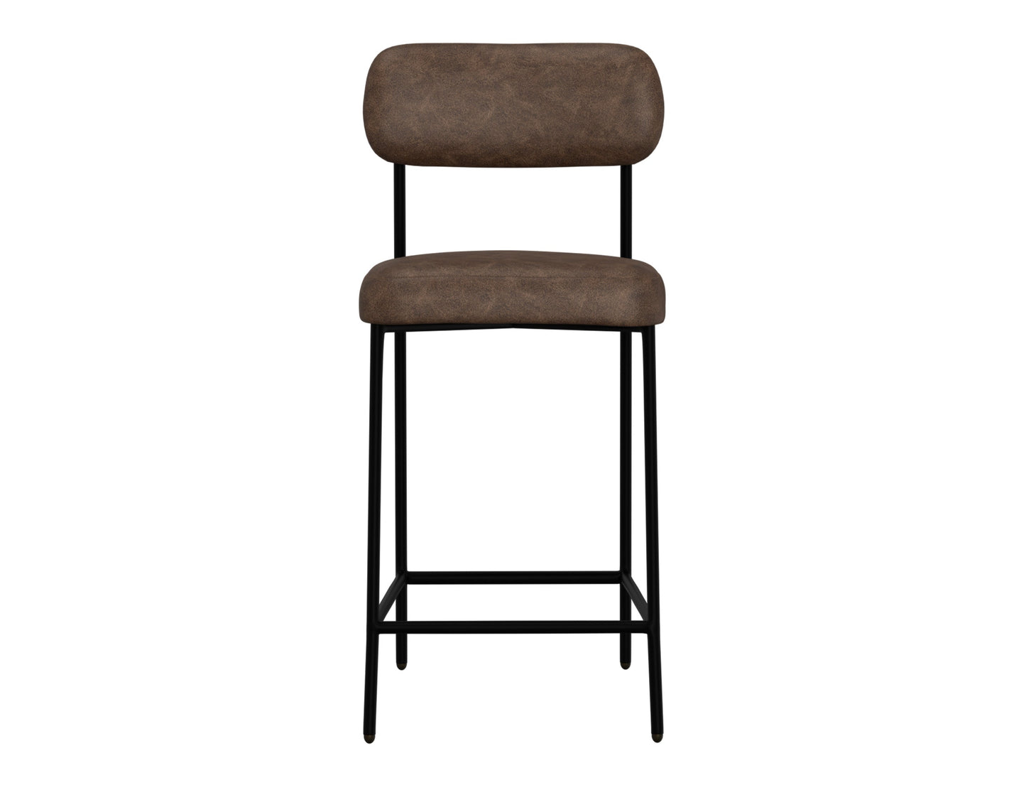 Wooden Frame & Metal Base, 30" Upholstered Barstool - Chocolate Brown