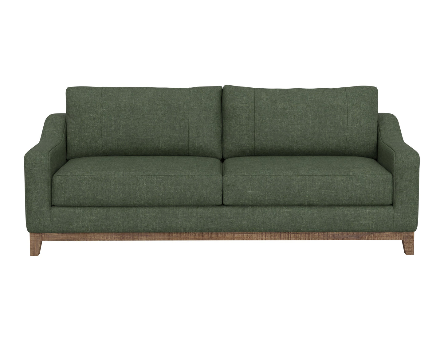 Wooden Frame & Base, Sofa - Olive Green