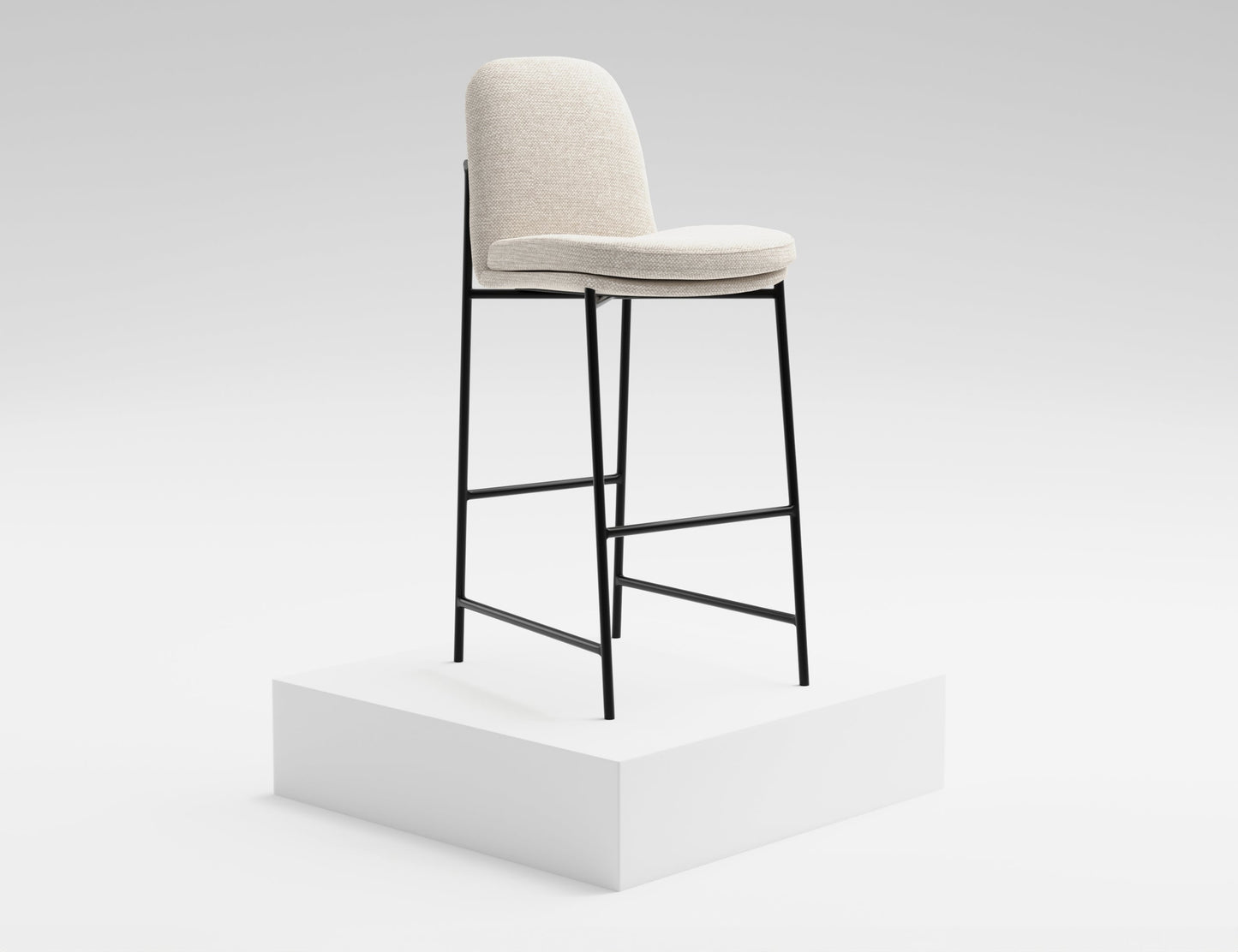 Wooden Frame & Metal Base, 30" Upholstered Barstool - Agreeable Gray
