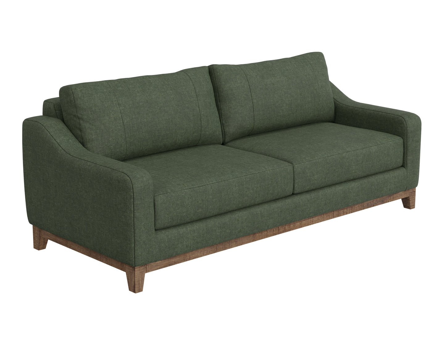 Wooden Frame & Base, Sofa - Olive Green