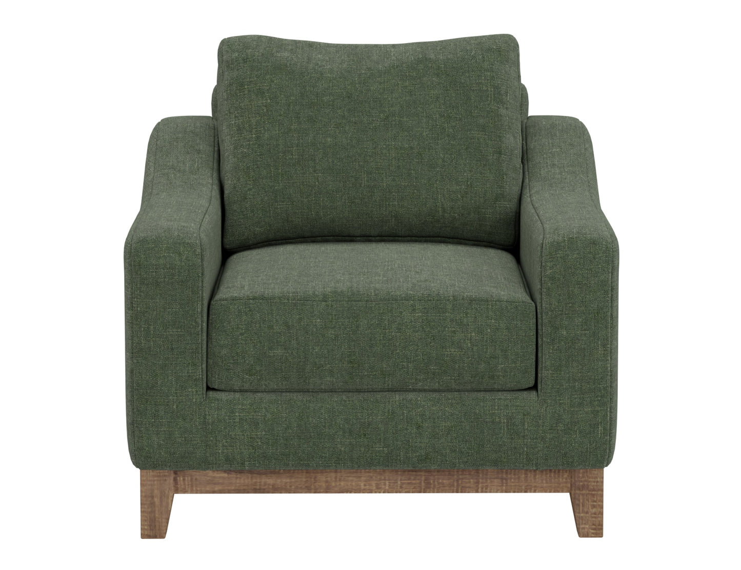Wooden Frame & Base, Armchair - Olive Green