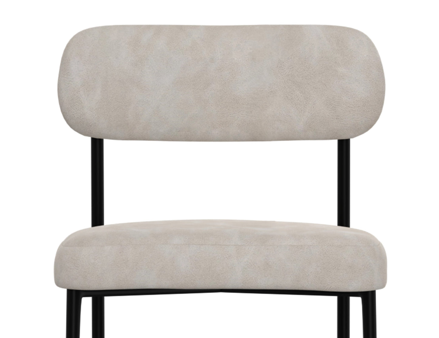 Wooden Frame & Metal Base, 24" Upholstered Barstool - Ivory