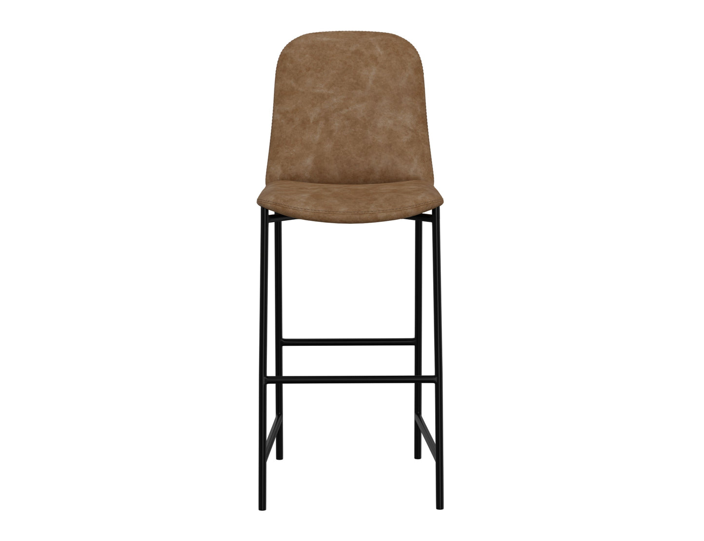 Wooden Frame & Metal Base, 30" Upholstered Barstool - Caramel Color