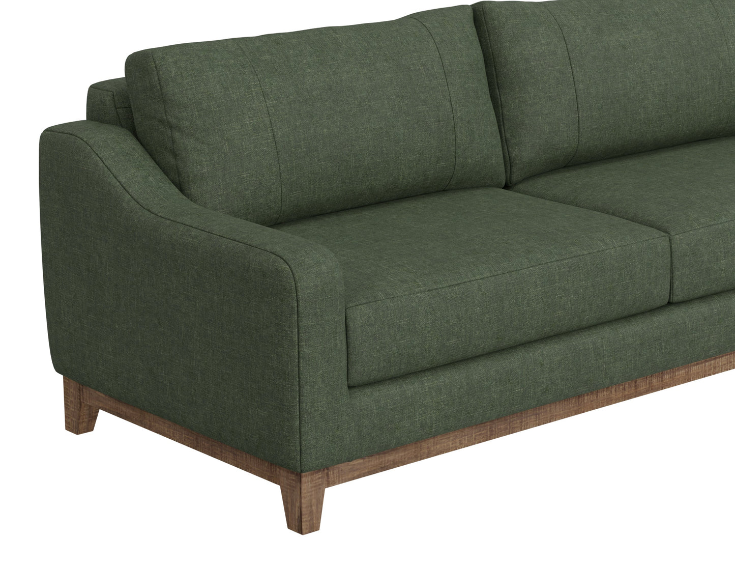 Wooden Frame & Base, Sofa - Olive Green