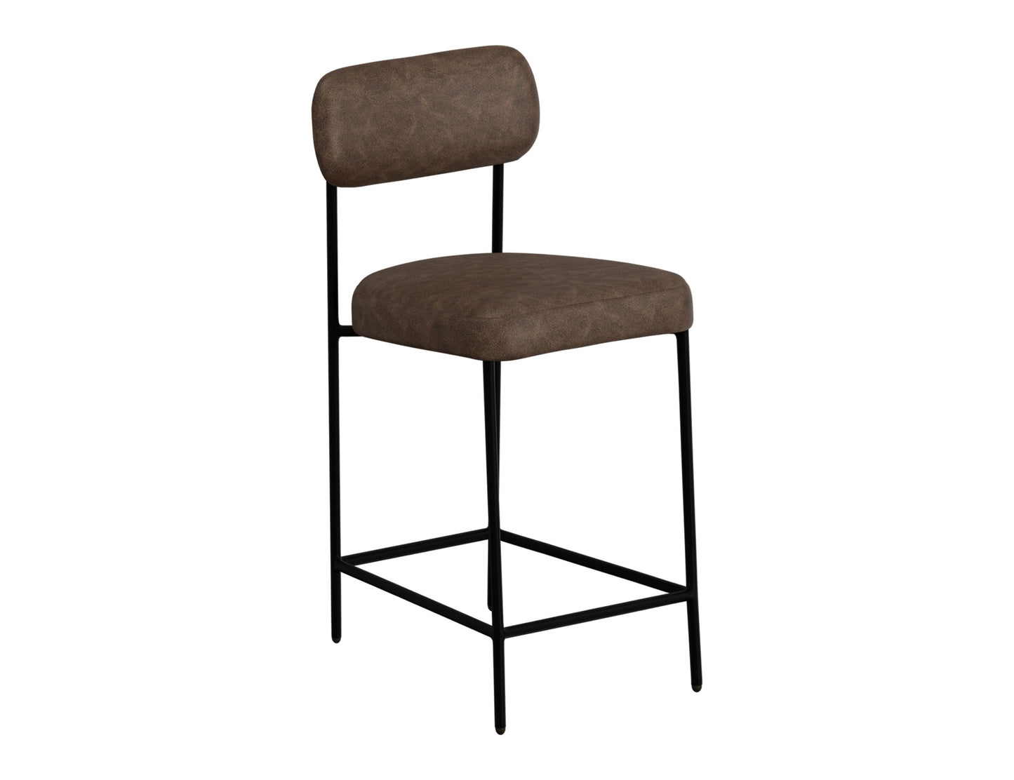 Wooden Frame & Metal Base, 30" Upholstered Barstool - Chocolate Brown