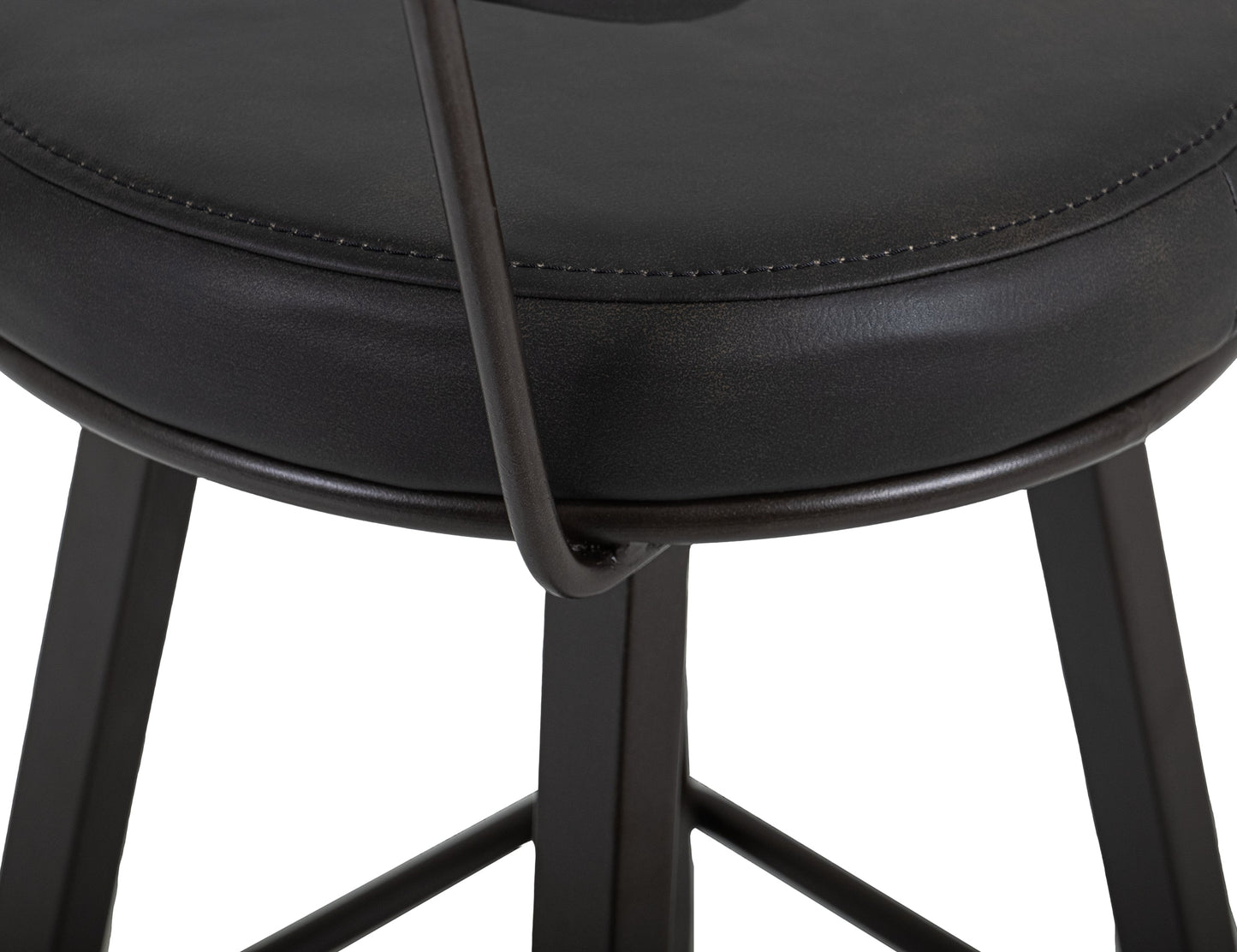 Wooden Frame & Metal Base, 30" Upholstered Barstool - Licorice Black