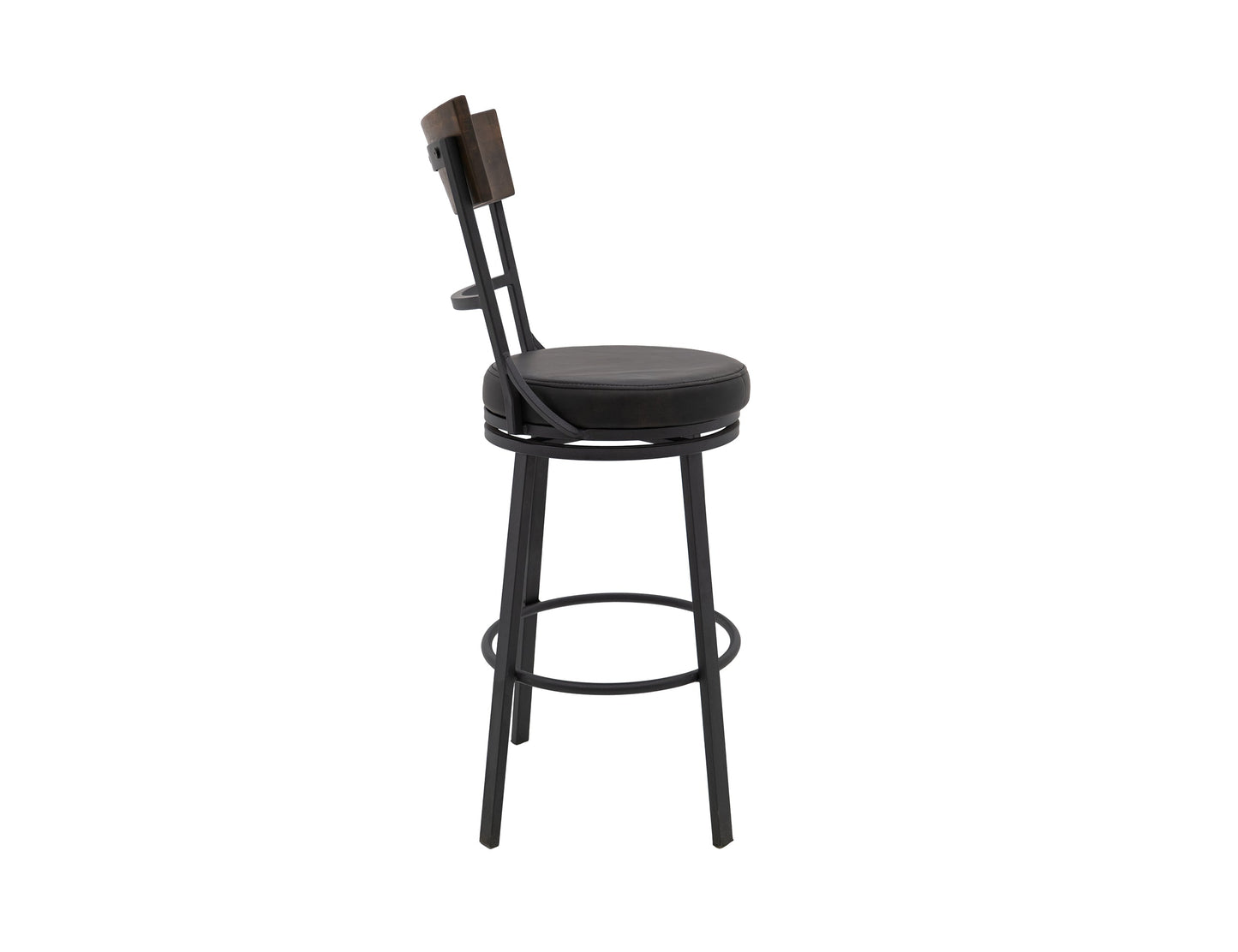 Wooden Frame & Metal Base, 30" Upholstered Barstool - Licorice Black