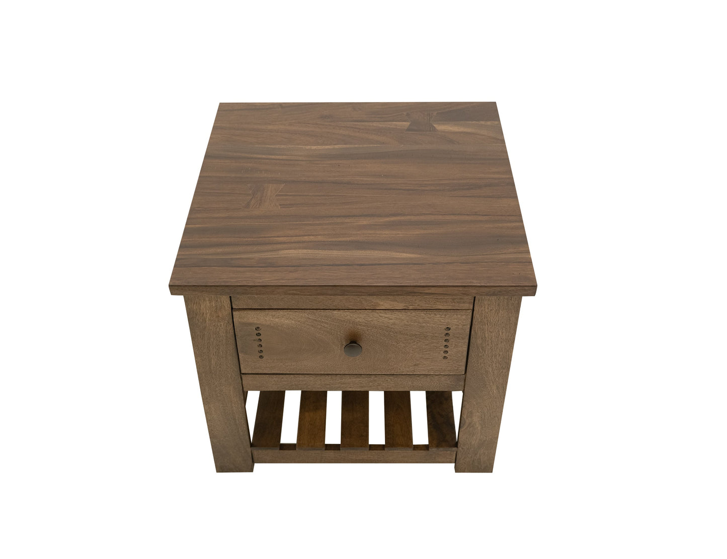 1 Drawer, 1 Shelf, End Table - Barrel Brown